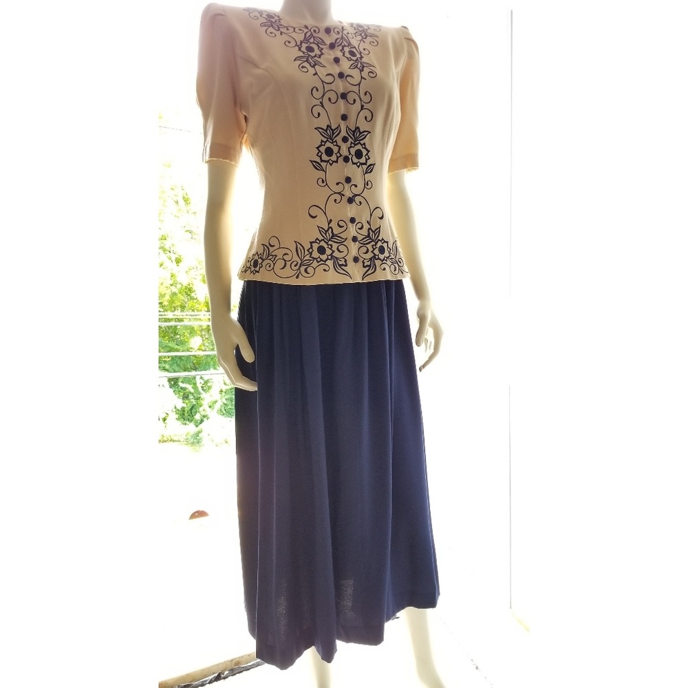 Karin Stevens Embroidered 2-Piece Dress/Jacket,6 ✔️ - Picture 1 of 8